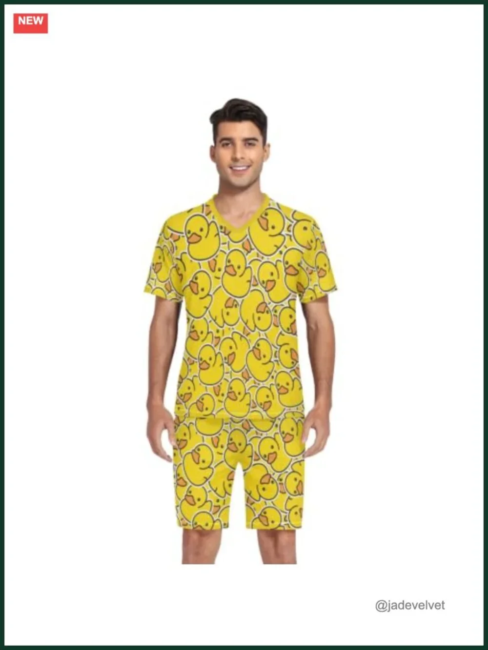 Men's Short Sleeve Pajama Set 2 Piece Summer Lounge Set V-Neck